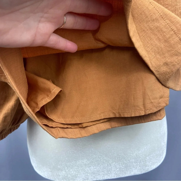 Evereve Shane 1/2 Balloon Sleeve One Shoulder Burnt Gold Boho Top Size XS - Picture 7 of 11